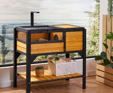 Wooden Tortoise Habitat | Reptile Enclosure with Stand & Light Holder | Indoor & Outdoor Small Animal House