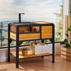 Wooden Tortoise Habitat | Reptile Enclosure with Stand & Light Holder | Indoor & Outdoor Small Animal House
