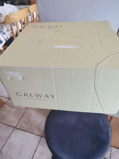 Vintage Large Galway Crystal Bowl 11 X 5.3 Inches In Original Box