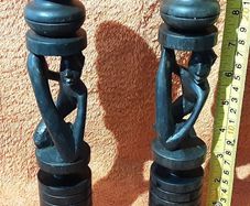 two vintage wooden candle holders