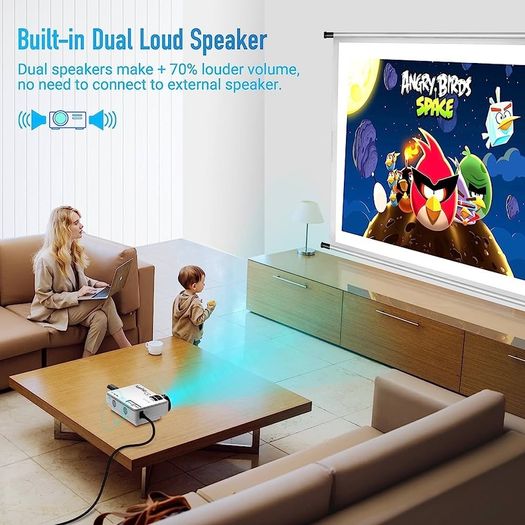 Mini Projector Portable video-projector,55000 Hours Multimedia Home Theater movie Projector,Compatible with TV Stick,Full HD 1080P HDMI,VGA,USB,AV,laptop,iphone,Android Smartphone