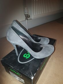 Schuh grey suede high heels uk4