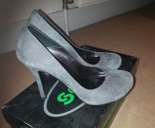 Schuh grey suede high heels uk4