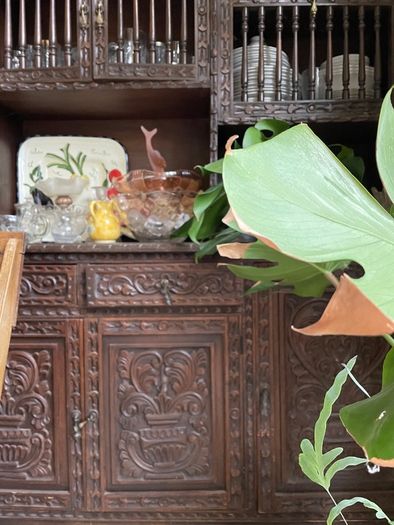 Ornate carved wooden dresser