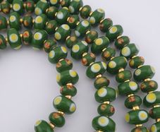 Vintage Venetian Style Green Eyes Tire Shape Glass Beads Necklace