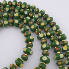 Vintage Venetian Style Green Eyes Tire Shape Glass Beads Necklace