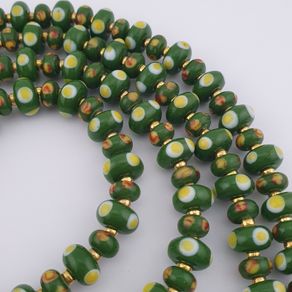 Vintage Venetian Style Green Eyes Tire Shape Glass Beads Necklace