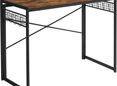 _Computer Desk, Folding Desk with 8 Hooks, Workstation
