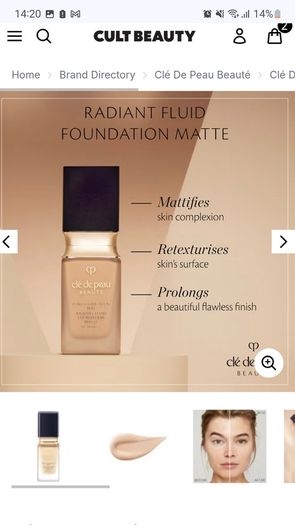 Cle de Peau Radiant Fluid Foundation Matte - shade BF10 Light Buff