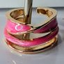 A Pair of Pink Oil Drip Rings with Open Ring & Twist Ribbon Ring Image 3