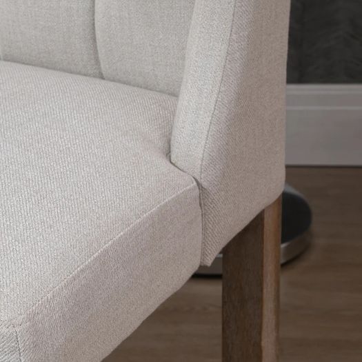 Set of 2 Bar Stools with Button Tufting, Solid Wood, incl. Footrest, 47 cm x 50 cm x 101 cm, Gray + Natural