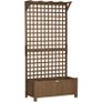 Raised Bed with Drainage Holes, Wood Planter with Trellis for Climbing Plants to Grow Vegetables, Flowers, Brown Image 5