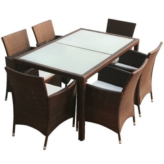 7 Piece Rattan Garden Dining Set