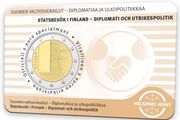 Finland 2 Euro Commemorative Coin 2025 - Diplomacy and Foreign Policy BU. Coincard.
