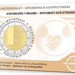 Finland 2 Euro Commemorative Coin 2025 - Diplomacy and Foreign Policy BU. Coincard.