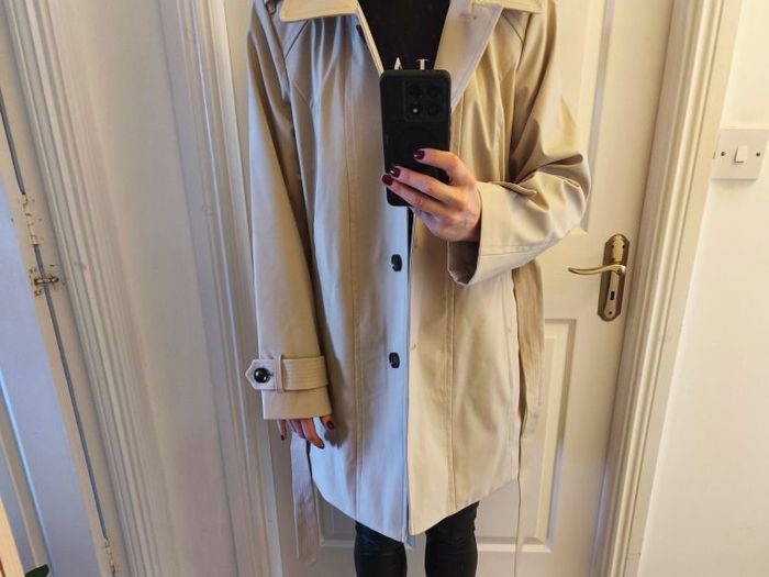 Hooded trench coat, stone/beige size 16/18