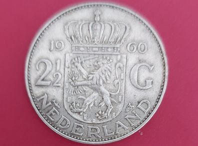 NETHERLANDS 1960 TWO and a HALF Guilders coin in extremley fine condition