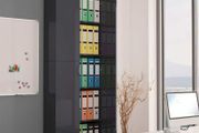 Office Cabinet High Gloss Grey 60x32x190 cm Chipboard