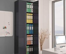 Office Cabinet High Gloss Grey 60x32x190 cm Chipboard