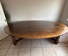 Large Solid Oak Dining Table & 12 Chairs