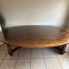Large Solid Oak Dining Table & 12 Chairs