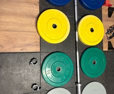 Olympic Bumper Weight Plates + 7 Foot 20kg Olympic Barbell!!