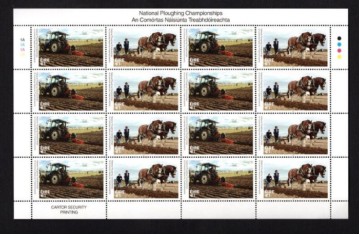 2017 Ireland National Ploughing Championships Commemorative Stamps Commemorative Stamp Sheetlet Plate 1A1A Mint Never Hinged (MNH)