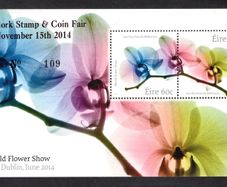 2014 Cork Stamp and Coin Exhibition 15th November 2014 Exhibition Souvenir overprinting World Flower Show Commemorative Stamps Miniature Sheet Mint Never Hinged (MNH) No 432