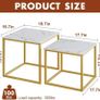 Nesting Tables, Set of 2 End Table, Coffee Tables, Side Table with Metal Frame for Living Room/Bedroom/Balcony/Office/Apartment, Diameter 50/45 cm (Gold Frame, White Marble Top) Image 3
