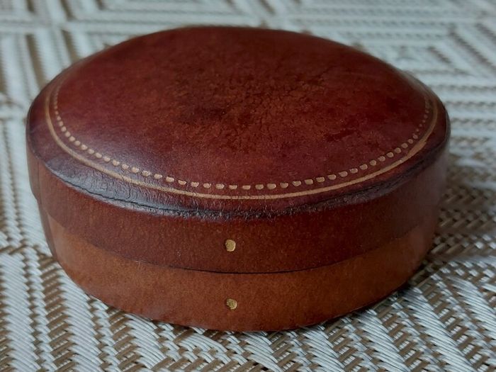 Vintage Italian Leather Jewellery Trinket Box With Lid