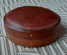 Vintage Italian Leather Jewellery Trinket Box With Lid