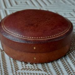 Vintage Italian Leather Jewellery Trinket Box With Lid
