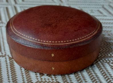 Vintage Italian Leather Jewellery Trinket Box With Lid