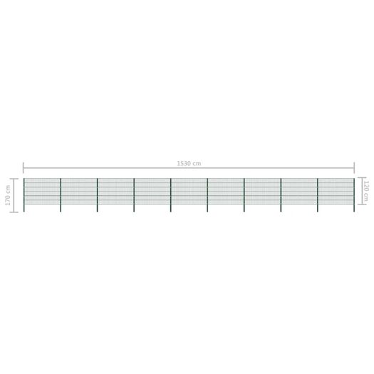 Fence Panel with Posts Iron Green