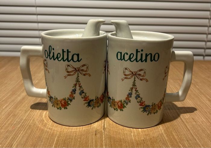 Set of Ceramic Ancienne Porcelaine Oil and Vinegar Dispensers