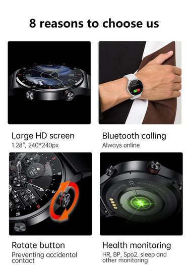 Bluetooth Call Smart Watch Men 2023 Sports Bracelet NFC Waterproof Custom Watch Face Men SmartWatch For IOS Android