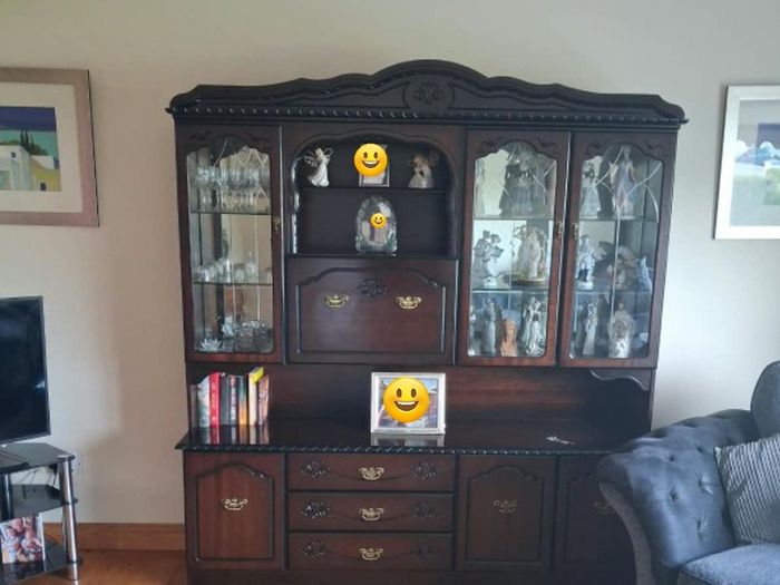 Large Dark Wood Display Cabinet & Sideboard