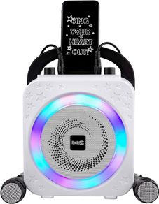 NEW SALE | 8-Watt Rechargeable Bluetooth Karaoke Machine with Two Microphones, Voice Changing Effects & LED Lights