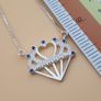925 Sterling Silver Heart Crown Pendant Necklace with Blue & White CZ Stones Elegant Royal Design Image 6