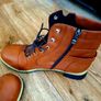 Brown Lace-Up Boots with Double Zip Image 4