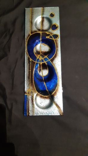2 Turquoise/Blue Glass Tea/Night Light holders