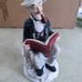 Figurine OF Old Man Sitting On Bench, Smoking His Pipe Reading Book Vintage Image 6