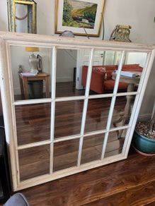 Large Vintage Style Window Pane Mirror