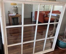 Large Vintage Style Window Pane Mirror