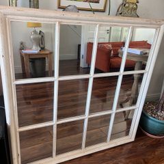 Large Vintage Style Window Pane Mirror