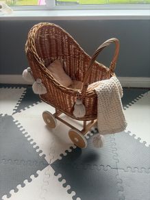 Rattan doll pram