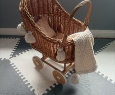 Rattan doll pram