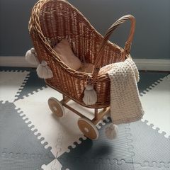 Rattan doll pram
