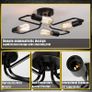 4 Way Ceiling Light Vintage,Black Rustic Semi-Flush Mount Chandelier,Industrial Ceiling Lamp for Living Room Bedroom Dining Room Kitchen (FREE POSTAGE) Image 4