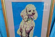 Vintage Kitsch Poodle framed Needlework